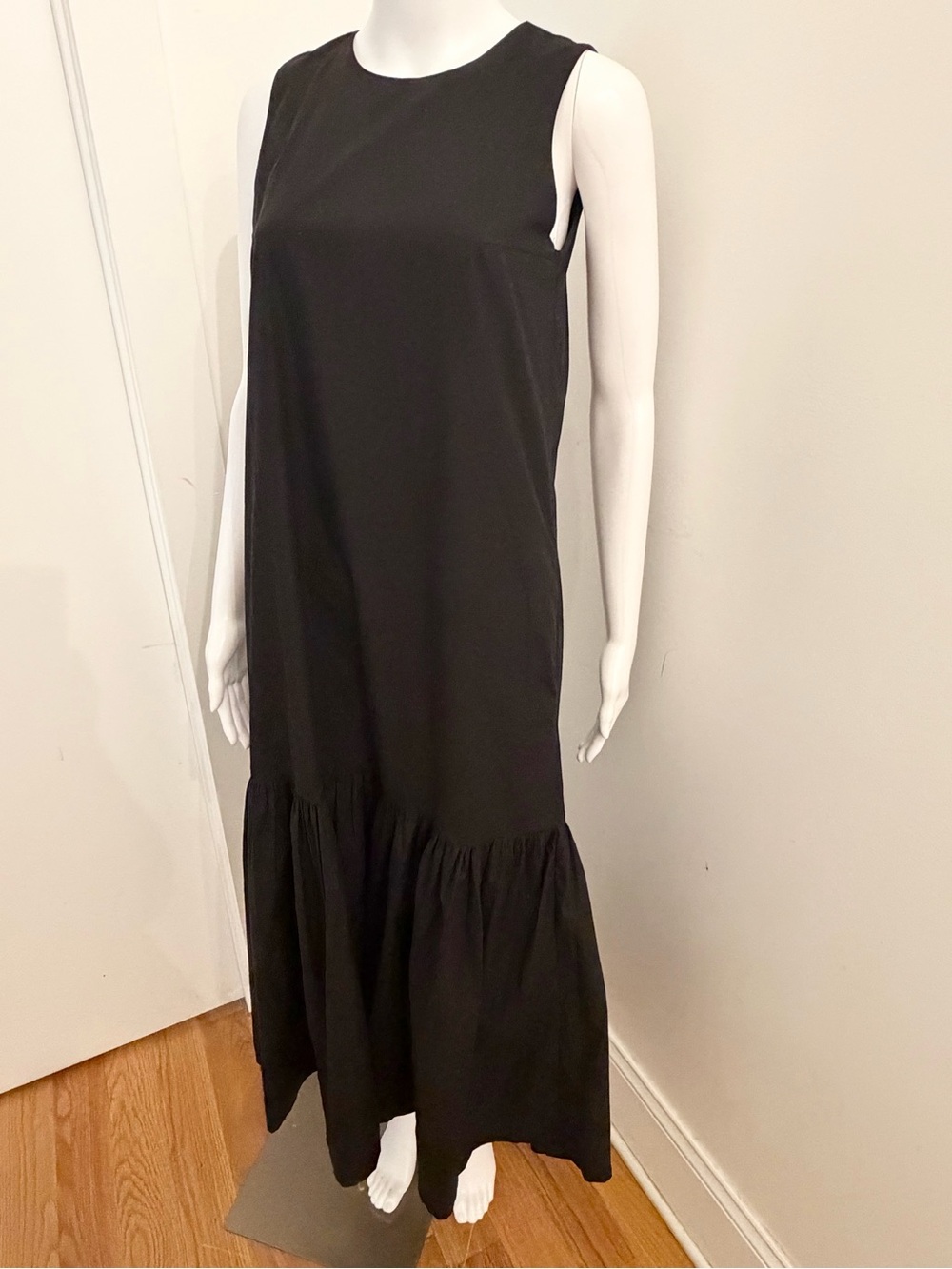 Frankie Shop Black Sleeveless Ruffle-Hem Dress